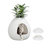 WTFGO Egg-Shaped Hidden Plant Litter Box, Cat Litter Box Enclosure with Replaceable Plant Tray Top, Waterproof Cat Box Enclosure Cabinet Furniture for Living Room, Bedroom, Corner Use