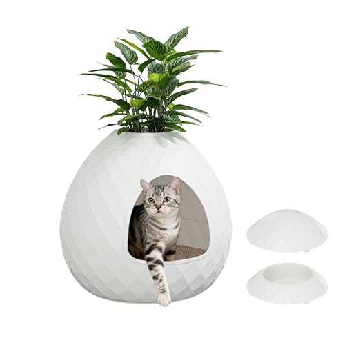 WTFGO Egg-Shaped Hidden Plant Litter Box, Cat Litter Box Enclosure with...