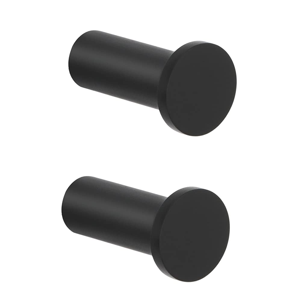 SAYAYO 2PCS Black Coat Hooks Wall Mounted SUS304 Stainless Steel Door Hooks for Hanging Towels Wall Hooks for Bathroom Heavy Duty, EGOY001Y-B-2P