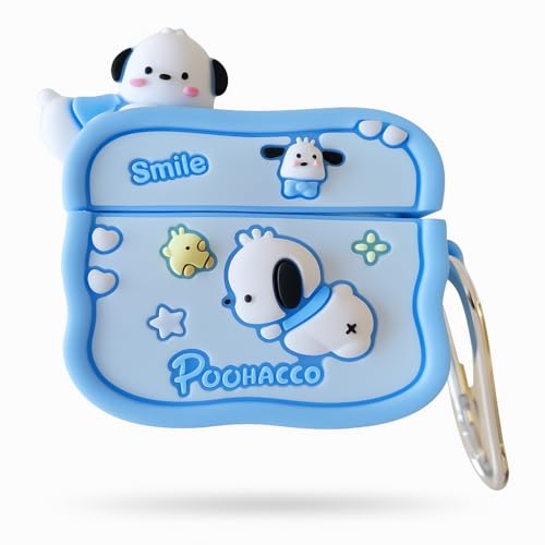 Image of DEZET Cute Soft Silicone Pouh Case for Airpods Pro GEN-2 (2022) � 3D Cartoon Animal Character Cover with Keychain Ring, Shockproof & Dustproof Protective Case for Kids & Girls (Smile Sky POCHU)