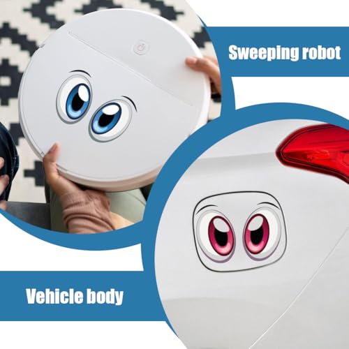 Aufkleber Augen, 4 Paar, Spaßartikel, Lustige Sticker, Selbstklebendes Augen Aufkleber für Saugroboter Mähroboter Auto oder Staubsauger Dekorativ lustig wetterfest Aufkleber