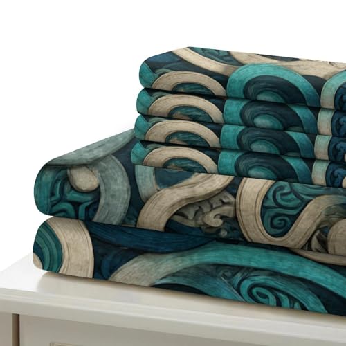 Housse de couette 3 pièces ornementale 3D pour lit double 2 places