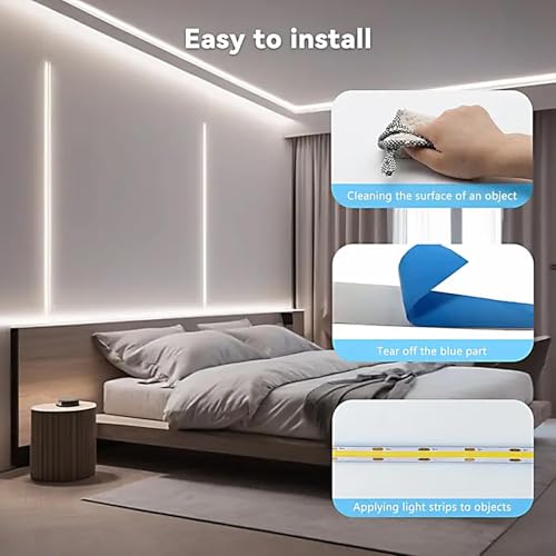 Image of ZSLAIFU A 5V USB LED Light Strip, COB LED Strip Lights, White 5V LED Lights, Small LED Strip Light, TV Lights for TV Under Cabinet Kitchen Living Room Shelving or Displays (White, USB 3.3ft)