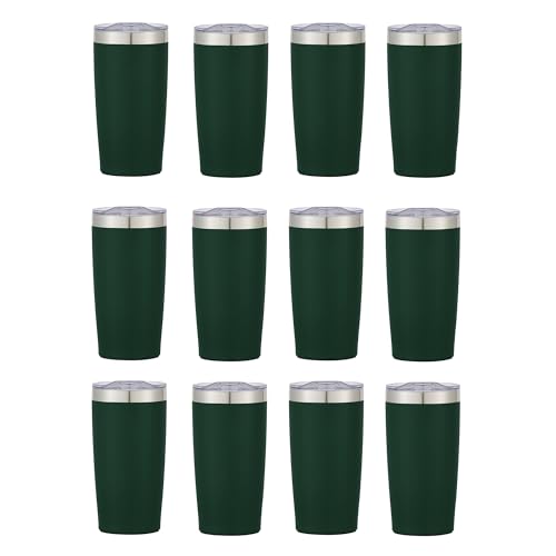 Gifts by Design 12 Ct of 20 Oz Two-Tone Himalayan Stainless Steel Tumblers with Lid – Dark Green – Customizable Insulated Cups for Water, Coffee, Hot & Iced Drinks – Great for DIY, Events, Work