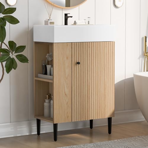 Merax 20 Inch Bathroom Vanity with Sink, Narrow Depth Bathroom Vanities,Wood Vanity Cabinet,Soft...