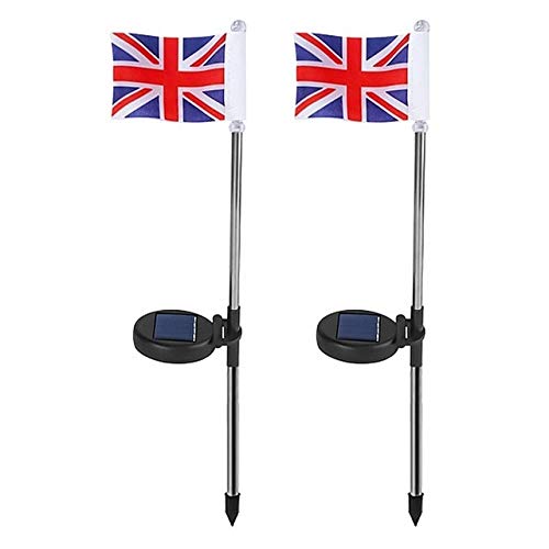 REWD 2pcs LED lumière Solaire étanche IP65 Durable Lampe Drapeau National Jardin Blanc Froid Cour Pelouse Décoration Lumière Dropshop Jardin Solaire Ornements (Emitting Color : Cold White)