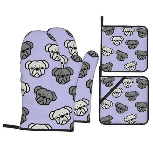 American Bulldog - Manoplas de horno resistentes al calor, tela aislante para cocinar y hornear de forma segura