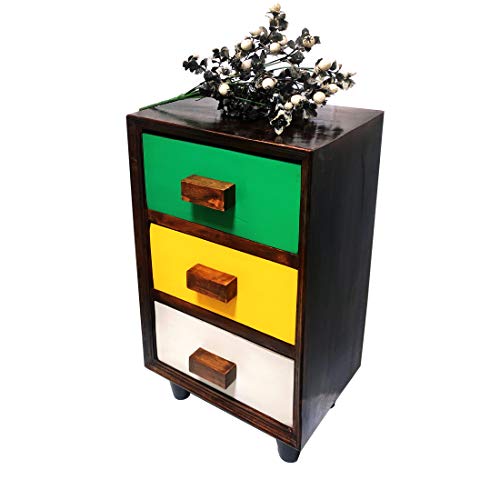 Country Side Wood Bedside Table for Living and Bedroom Home...