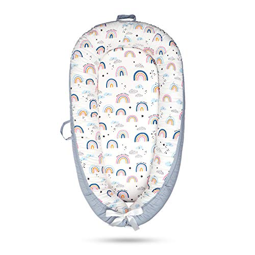Baby Lounger & Baby Nest Co Sleep Portable Newborn Lounger, 100% Breathable Cotton