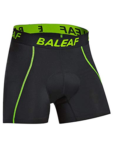 BALEAF Men\'s Cycling Underwear Shorts 3D Padded Bike Bicycle Pants Quick-Dry Tights Green Size XL