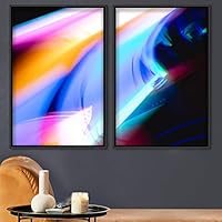 2 Piece Framed Canvas Wall Art Colorful Art Lights Canvas Prints Home Artwork Decoration for Living Room,Bedroom - 16
