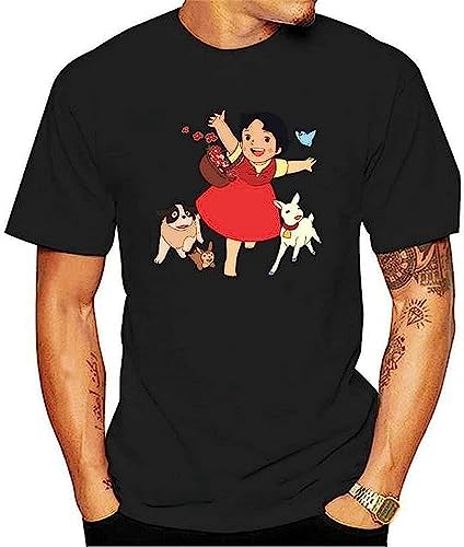 Heidi The Girl from The Alps T Shirt for Men Pure Cotton Novelty T-Shirt Round Collar Tee Shirt Short Sleeve Idea Black M