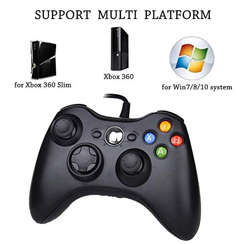 Reiso Xbox 360 Controller, 7.2 Ft Usb Wired Pc Controller Compatible With Microsoft Xbox 360 & Slim 360 Pc Windows (Black) #TOP1