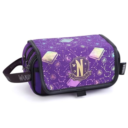 Estojo Triplo Escolar Infantil Wandinha LILAS