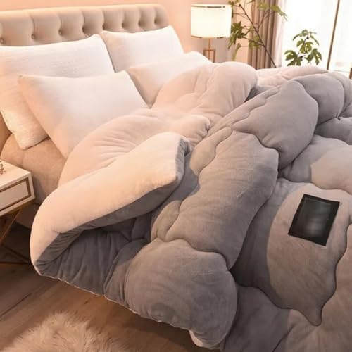 Couette Chaude Et Épaisse Couverture Laine 220x240 Couettes Réversible Lourde Lestée Couverture...