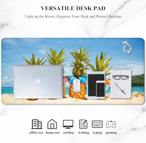 Image of Auhoahsil Large Gaming Mouse Pad, XXL 35.4 x 15.7 in Desk Mat, Pineapple