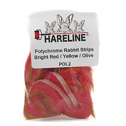 Hareline Fly Tying Polychrome Rabbit Strips - Multicolor Rabbit Fur for Streamers, Leeches & Baitfish Flies
