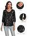 LADI TREND Women's Sparkle Sequin Party Top Glitter V-Neck Tee Concert Blouse Casual 3/4 Sleeve Shirt *Black,Size L*
