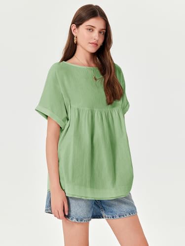 Image of Tankaneo Womens Summer Babydoll Tops Casual Loose Fit Peplum Oversized Tunic Shirts