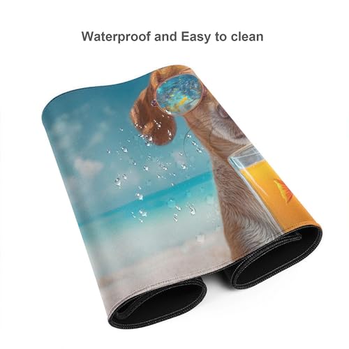 Image of Summer Beach Dogs Extended Gaming Mouse Pad, with Stitched Edges Large Mouse Pad Desk Protector, Rubber Base Mousepad Keyboard Mouses Mat for Work Game Office Home- 32 inch X 12 inch Inch,E80