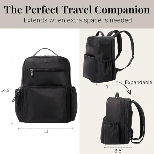 Image of Baggallini Tribeca Expandable Laptop Backpack - 15 inchx11 inch Lightweight RFID Computer Bag for Work & Travel with Luggage Sleeve