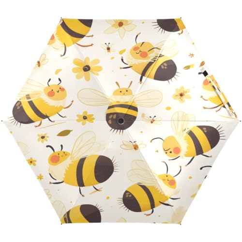 Parapluie pliable abeilles mignonnes anti-UV pour femmes et enfants