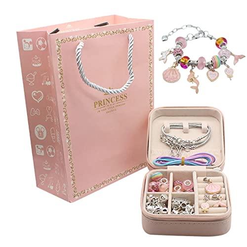RIPTEADRY Kit de fabricação de pulseiras com pingentes, 66 peças, conjunto de joias para meninas com