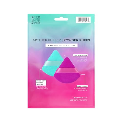 Freeman Mother Puffer Powder Puff Set, Makeup Puffs For Pressed or Loose Powder, Soft, Triangle Powder Puffs With Finger Band, Vegan & Cruelty-Free, 8 Count