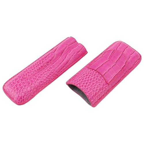 Estuche para 2 cigarros humidor portátil de cuero rosa para hombre 6