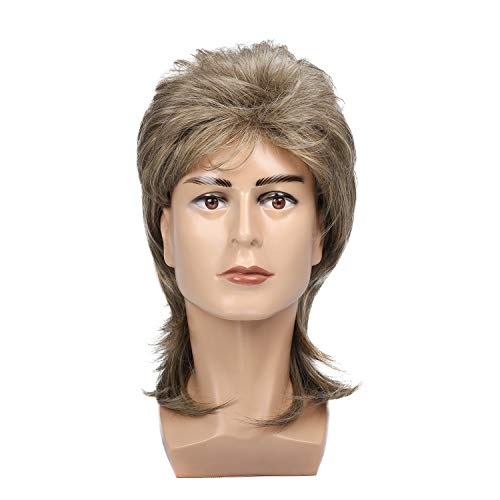 kaneles mullet wigs for men 80s costumes fancy party accessory cosplay halloween hair wig blonde