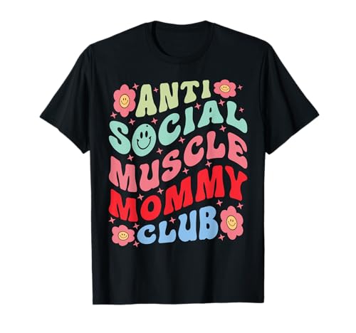 T-shirt Anti Social Muscle Mommy Club, Preto, Pequeno