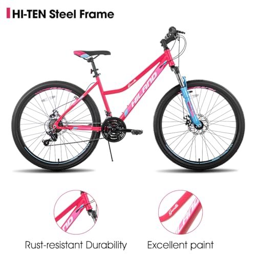Hiland 26 Inch Womens Mountain Bike, with Step-Through Frame, 21 Speeds, Suspension Fork MTB, Bicycle for Women Men Adul - Additional View