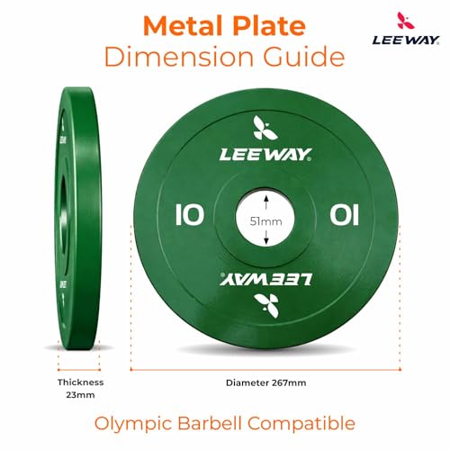 Image of Leeway Color Steel Weight Plates (10kg x 2) | Iron Plates for Gym | 51mm Olympic Hole | Metal weight for Home Gym & Powerlifting | Solid Steel Construction (Multi Color, 10kg Pair)