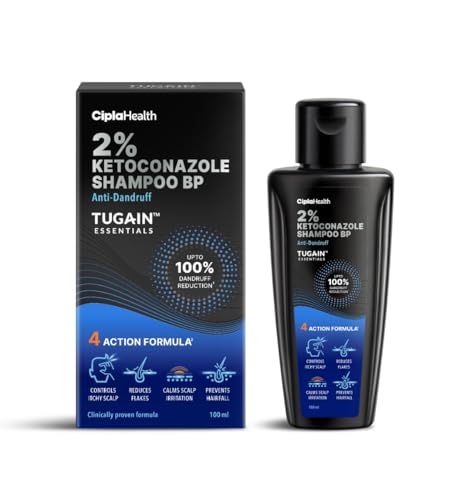 Image of Tugain Essentials 2% Ketoconazole - Bottle of 100ml Anti Dandruff Shampoo