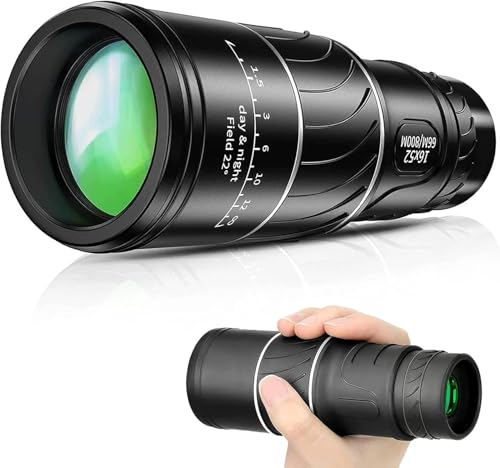 Monocular compacto HD de alta potencia, telescopio monocular de 16 x 52, telescopio de zoom óptico de doble enfoque para teléfono móvil, prisma BAK4 para observación de aves, camping, viajes,