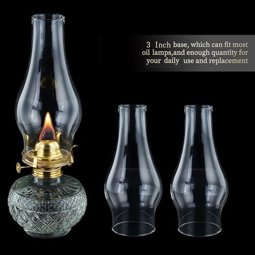 Image of Oil Lamp Chimney Replacement,3 Inch Fitter x 8.3 Inch Tall Kerosene Lamp Globe,Clear Glass Light Globe,Hurricane Lamps Globes Shade Cover,Glass Chimney for Oil Lamps Indoor Use(2 Packs)