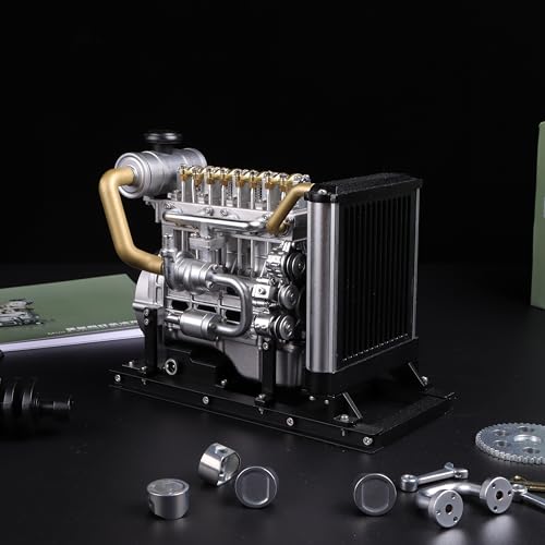 TECHING Mini Diesel Engine Model kit That Runs OHV 4-Cylinder Engine Mechanical Metal Assembly DIY Car Engine Model Kit 300+pcs DM-115