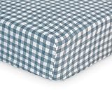 Lulujo Soft Cotton Baby Crib Sheet (Navy Gingham)