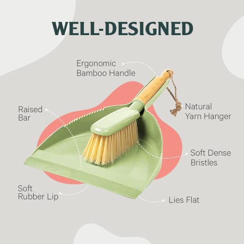 Sprinkle & Sweep Hand Broom And Dustpan Set - Small Dust Pan & Handheld Brush With Bamboo Handle - Cleaning Tools For Home, Car, Or Indoor Pet Care #TOP1