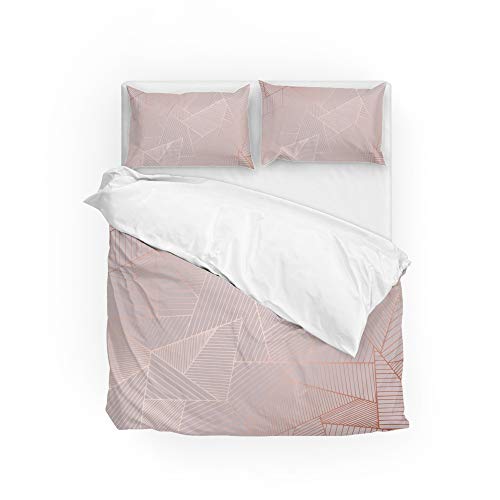 Housse de couette résistante à la décoloration Parure de lit rose dorée douce