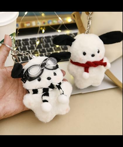 Image of Plush Keychain, Cute for Girls, Fashionable Bag Charms for Handbags, 12cm High, Cute Image Keychain of White Puppy