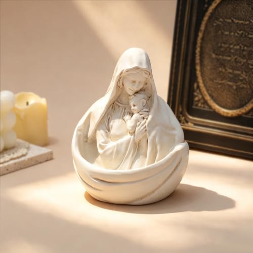 Image of KOMI Madonna&Jesus Resin Holy Water Font for Home Altar Wall Hanging Decor Catholic Gifts