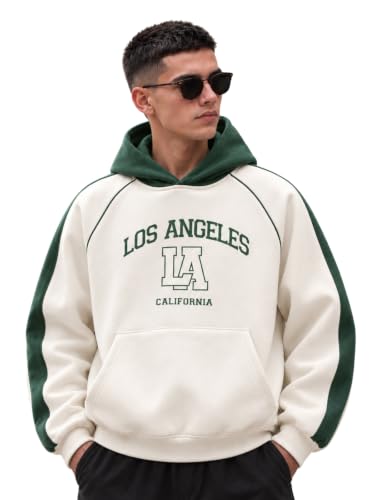 Image of Veirdo Men's Oversized Fit Solid Cotton Hoodie Full Sleeve Hooded Sweatshirt Kangaroo Pocket Warm Winter Wear Warm Stylish Pullover for College, Cafe and Weekend Outings (Sizes S to XXL)