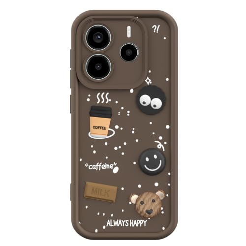 Image of Outlouders Back Cover for Redmi Note 14 5G | 3D Cartoon Bear Cute Fun Silicone Full Body Protection Bumper Case (Brown)