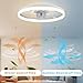 Fszdorj 20‘’ Ceiling Fan with Light, Upgraded Low Profile Fan, Flush Mount Ceiling Fan, 6 Speeds, Dimmable LED, App & Remote Control, Quiet DC Motor, for Bedroom, Living Room, F115 White