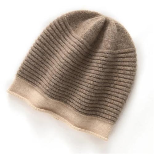 Weiche Kaschmir-Beanie-Mütze für Damen, mit Bündchen, verdickt, warme Wintermütze
