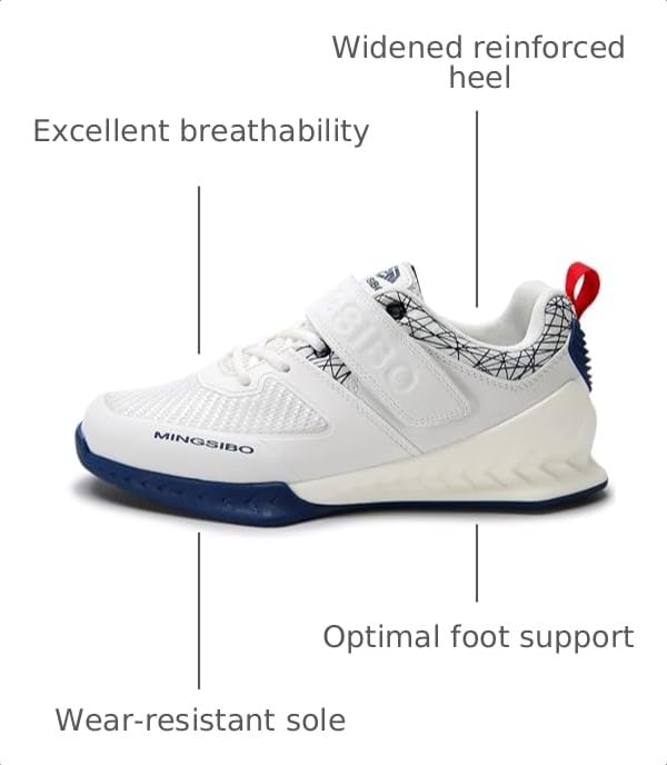 Image of Men's Weightlifting Shoes - Pro-Level Stability for Squats & Deadlifts - High-Traction Grip, Arch Support - Powerlifting & Strength Training Footwear