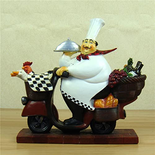 N/A Motorcycle Chef Statue Handmade Resin Cooking Chef Miniature Home Decor Restaurant Decor Craft Accessories #TOP5