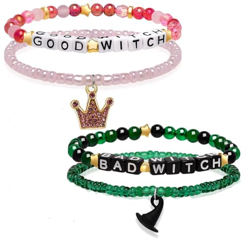 CIEHER Friendship Bracelets - Green Pink Elphaba Glinda Bad Witch Good Witch Bracelet Gifts