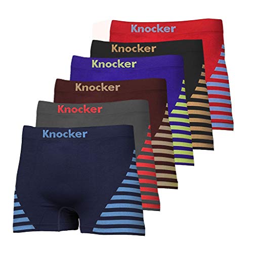 Men's Both Side Stripes Printed Nylon Stretchable Boxer 6-Pcs Set, One Size, Asst